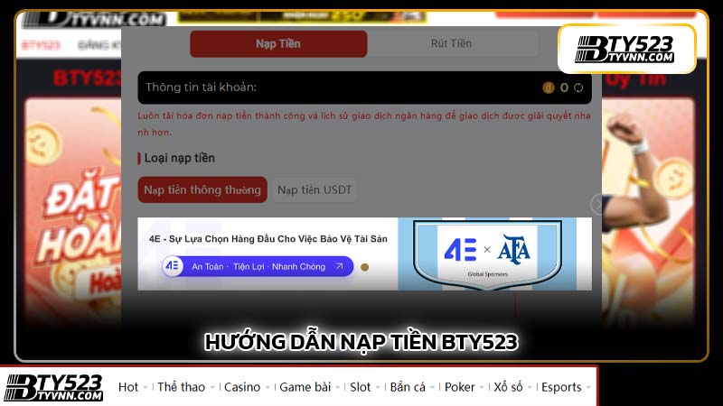 Hướng dẫn Nạp tiền BTY523