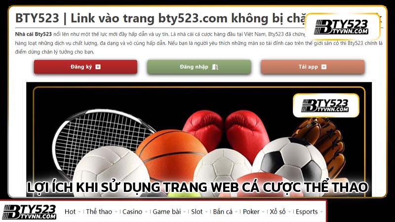 Lợi ích khi sử dụng trang web cá cược thể thao BTY523